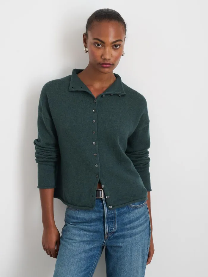 Alex Mill Sweaters Women Taylor Rollneck Cardigan In Cotton Cashmere Moss