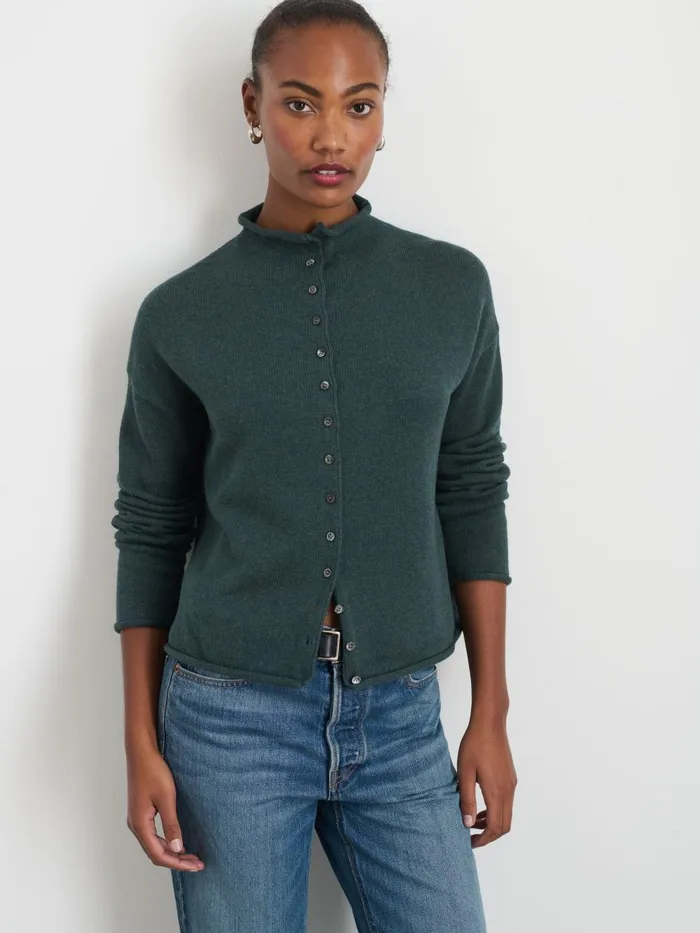Alex Mill Sweaters Women Taylor Rollneck Cardigan In Cotton Cashmere Moss