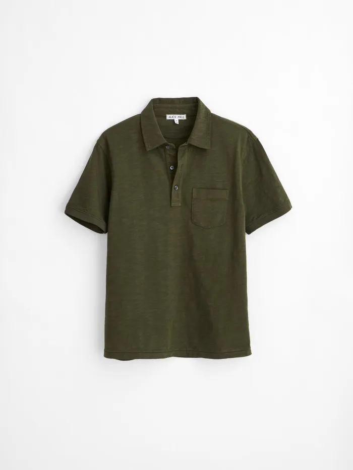 Alex Mill Tees Polos Men The Standard Polo In Slub Cotton Deep Olive
