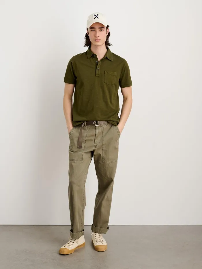 Alex Mill Tees Polos Men The Standard Polo In Slub Cotton Deep Olive