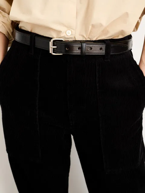 Alex Mill Women Leather Stitched Belt Black