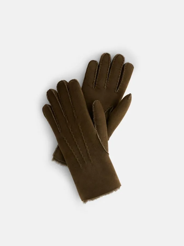 Alex Mill Women Owen Barry Handsewn Shearling Glove Olive