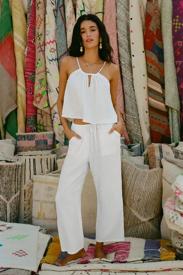 ANYA CRINKLE DOUBLE GAUZE TANK TOP White Women O039NEILL Collections