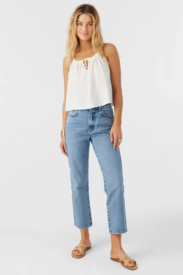 ANYA CRINKLE DOUBLE GAUZE TANK TOP White Women O039NEILL Collections
