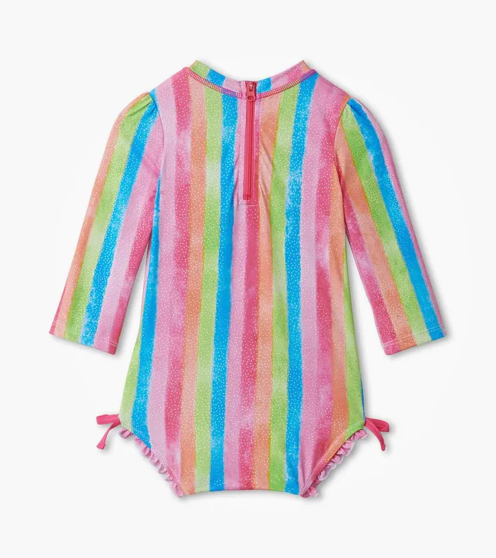 Baby Girls Rainbow Stripes Rashguard Swimsuit Hatley