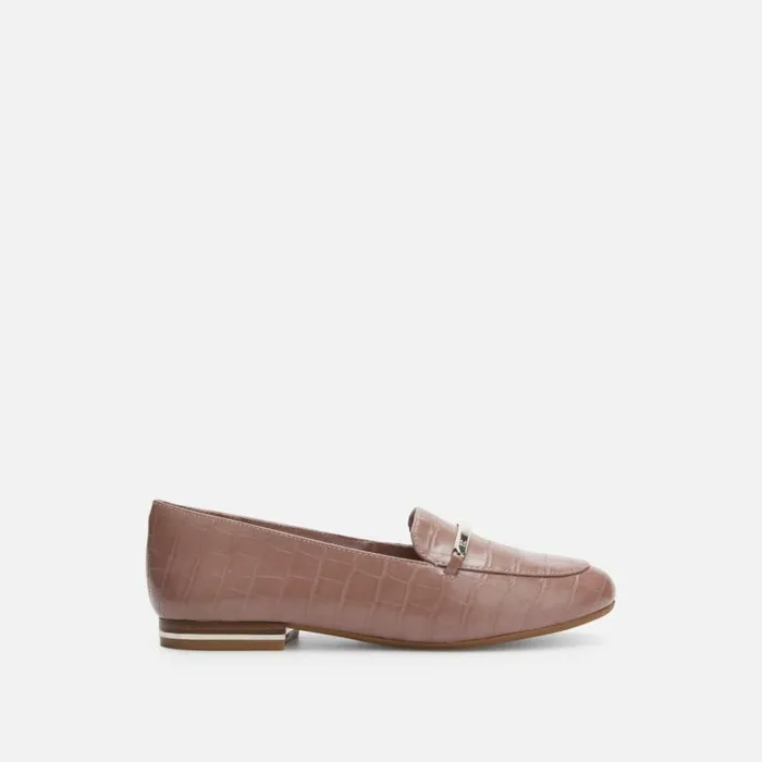 Balance Croc Embossed Leather Bar Loafer Dark Mauve Women Kenneth Cole Flats