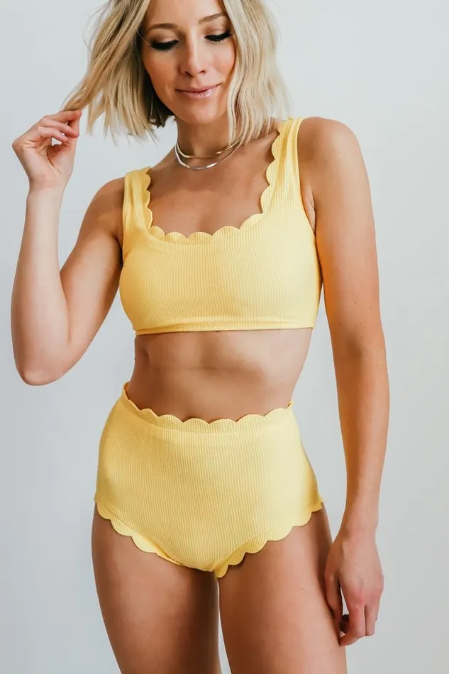 Baltic Born Bikini Women Honolulu Scalloped Bikini Top Yellow Baltic Born Bikini Women Honolulu Scalloped Bikini Top Yellow