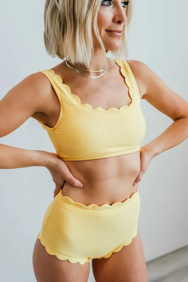Baltic Born Bikini Women Honolulu Scalloped Bikini Top Yellow Baltic Born Bikini Women Honolulu Scalloped Bikini Top Yellow