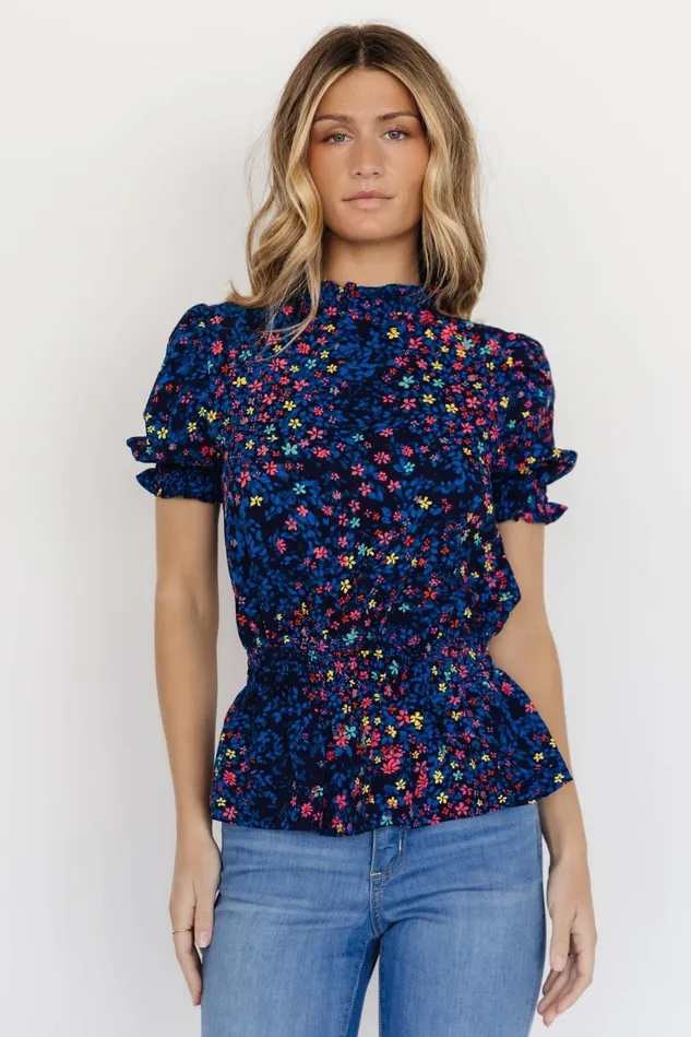 Baltic Born Blouses Shirts Women Beth Peplum Top Blue Multi
