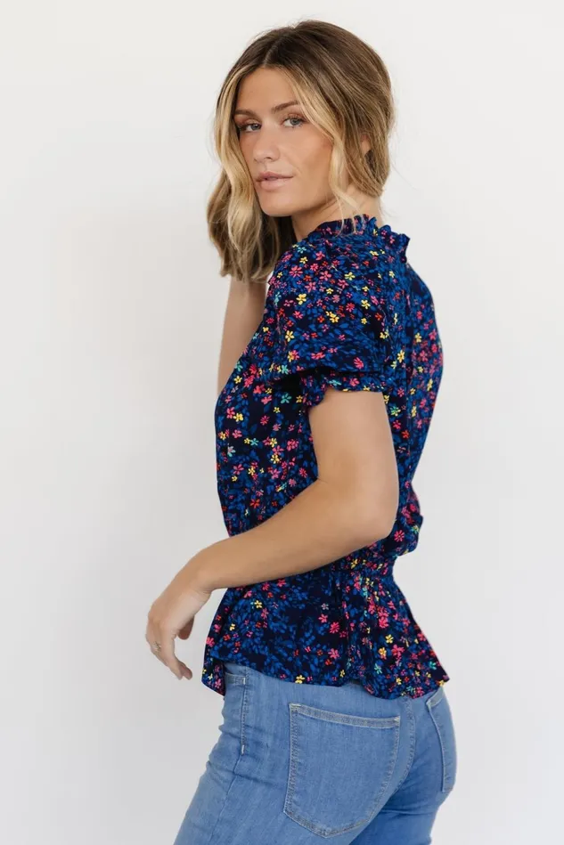 Baltic Born Blouses Shirts Women Beth Peplum Top Blue Multi Baltic Born Blouses Shirts Women Beth Peplum Top Blue Multi