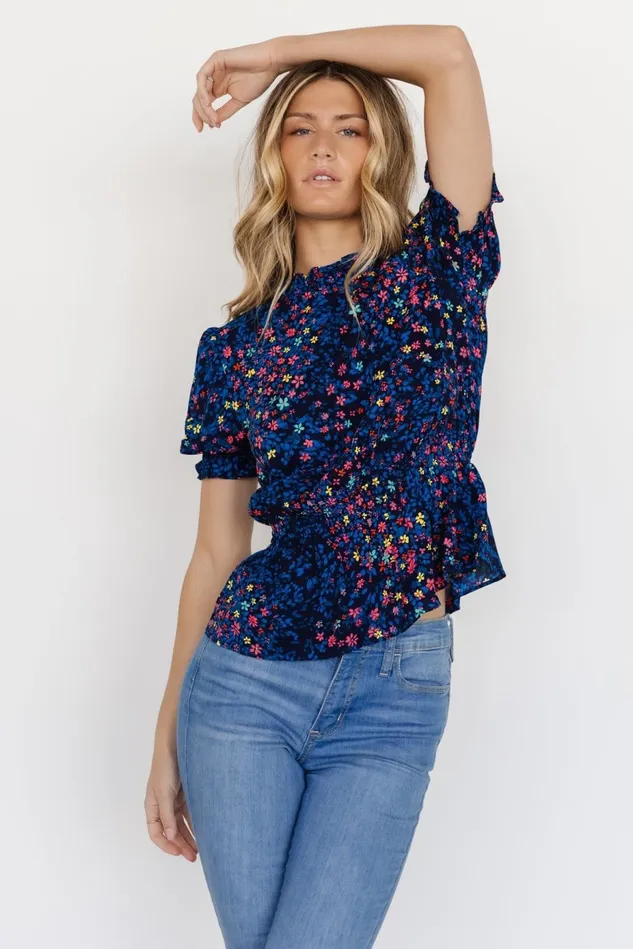 Baltic Born Blouses Shirts Women Beth Peplum Top Blue Multi Baltic Born Blouses Shirts Women Beth Peplum Top Blue Multi