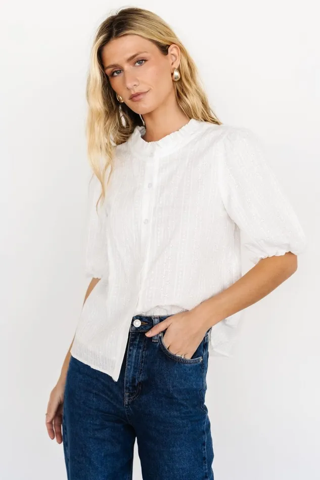 Baltic Born Blouses Shirts Women Evie Button Up Top Off White