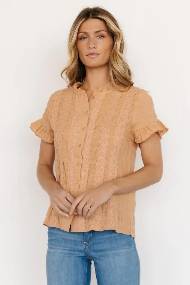 Baltic Born Blouses Shirts Women Zara Lace Top Camel