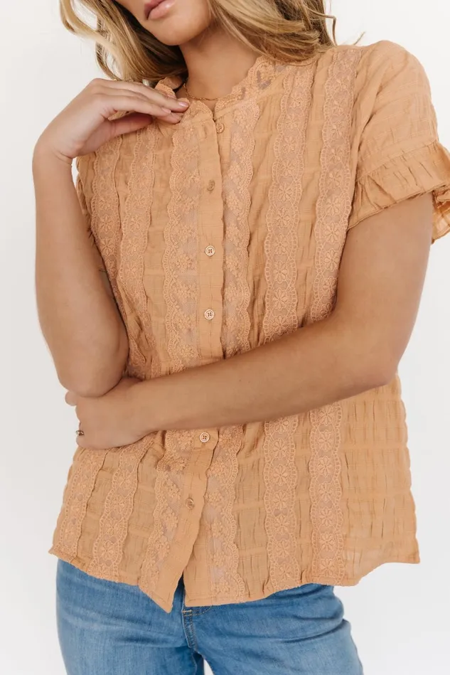 Baltic Born Blouses Shirts Women Zara Lace Top Camel Baltic Born Blouses Shirts Women Zara Lace Top Camel