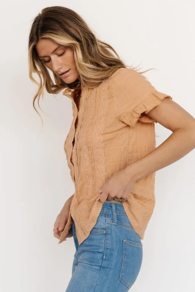 Baltic Born Blouses Shirts Women Zara Lace Top Camel Baltic Born Blouses Shirts Women Zara Lace Top Camel