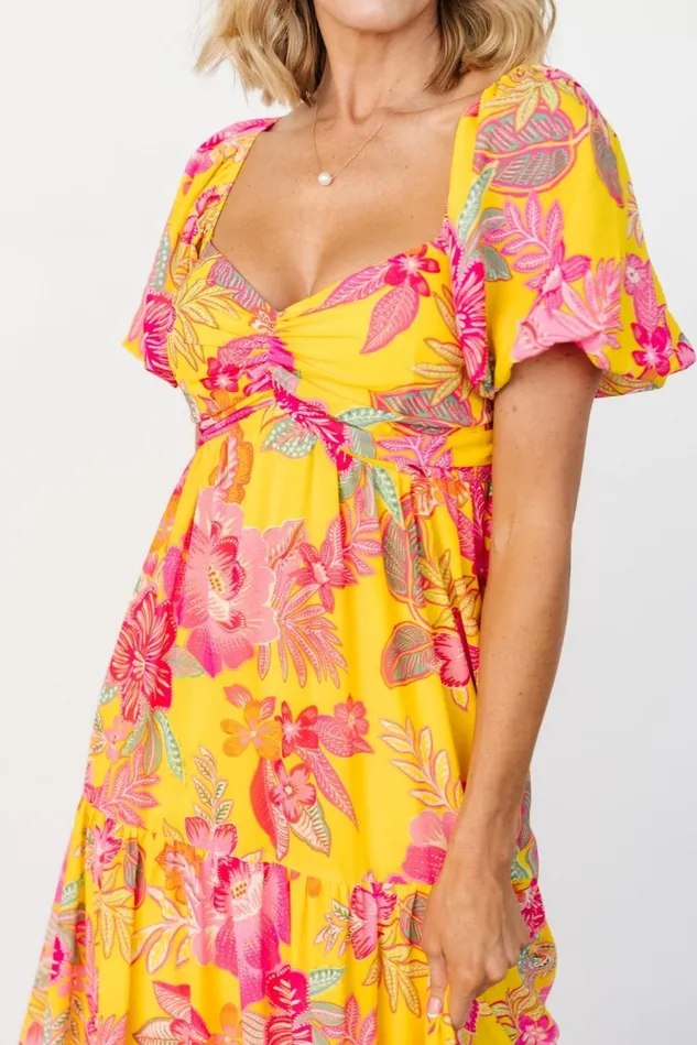 Baltic Born Bump Friendly Women Darla Maxi Dress Yellow Pink Floral Baltic Born Bump Friendly Women Darla Maxi Dress Yellow Pink Floral