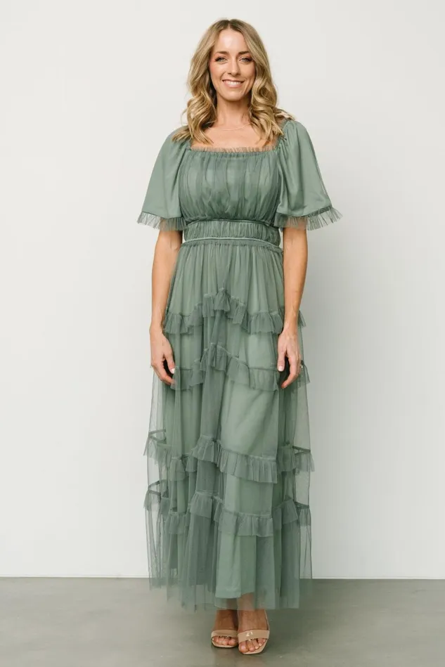 Baltic Born Bump Friendly Women Magdalena Tulle Maxi Dress Eucalyptus Baltic Born Bump Friendly Women Magdalena Tulle Maxi Dress Eucalyptus