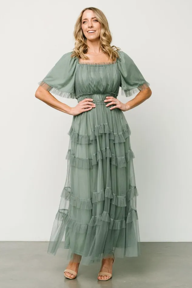 Baltic Born Bump Friendly Women Magdalena Tulle Maxi Dress Eucalyptus Baltic Born Bump Friendly Women Magdalena Tulle Maxi Dress Eucalyptus