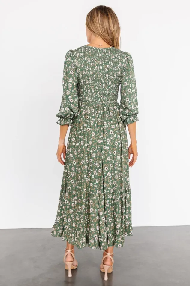 Baltic Born Bump Friendly Women Tarryn Smocked Midi Dress Olive Floral Baltic Born Bump Friendly Women Tarryn Smocked Midi Dress Olive Floral