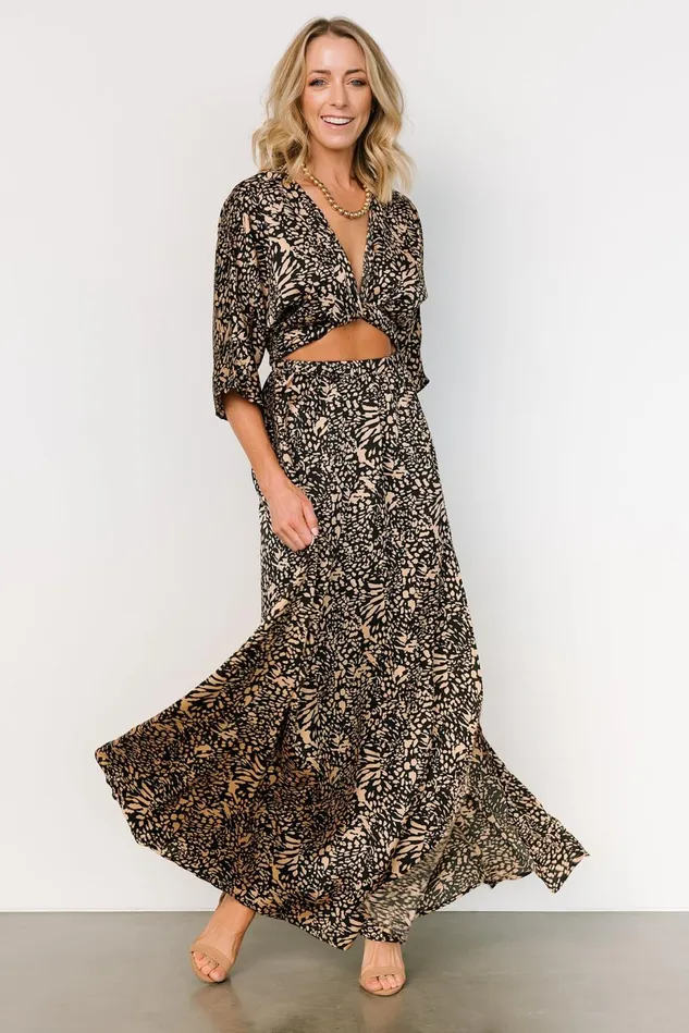 Baltic Born Cover Ups Women Morlana Maxi Dress Black Tan Print Baltic Born Cover Ups Women Morlana Maxi Dress Black Tan Print