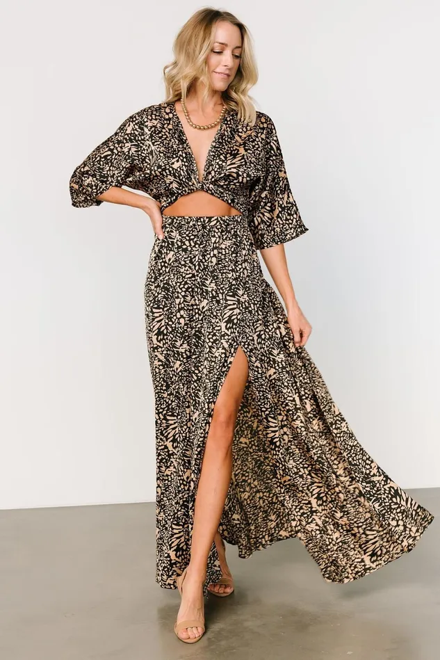 Baltic Born Cover Ups Women Morlana Maxi Dress Black Tan Print Baltic Born Cover Ups Women Morlana Maxi Dress Black Tan Print