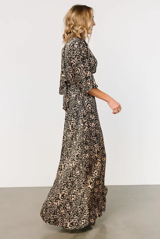 Baltic Born Cover Ups Women Morlana Maxi Dress Black Tan Print Baltic Born Cover Ups Women Morlana Maxi Dress Black Tan Print