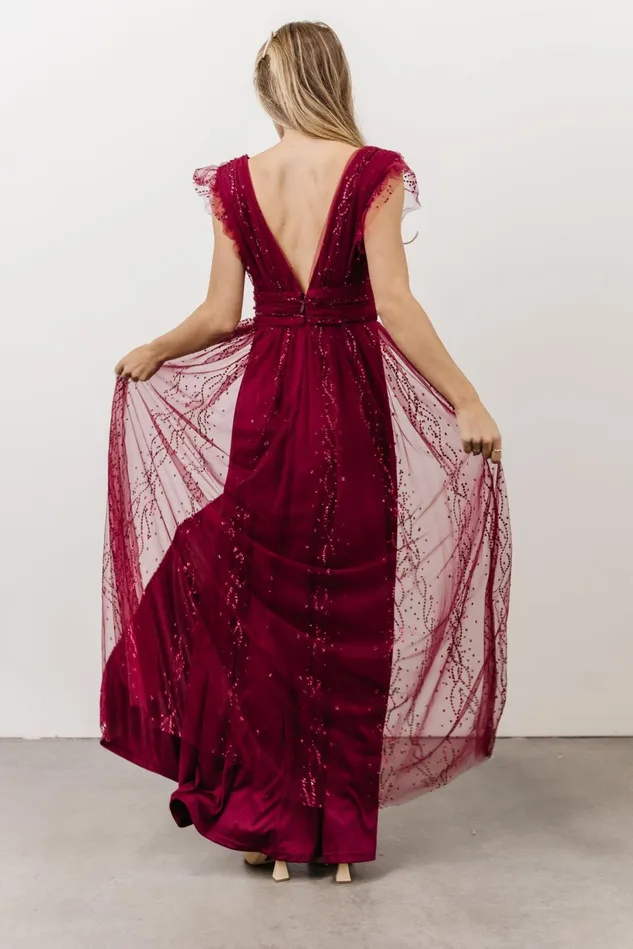 Baltic Born Embellished Sequin Women Annika Sequin Mesh Maxi Dress Wine Baltic Born Embellished Sequin Women Annika Sequin Mesh Maxi Dress Wine