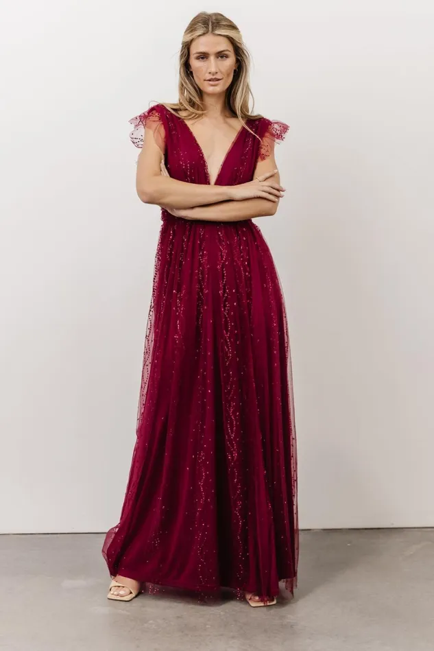 Baltic Born Embellished Sequin Women Annika Sequin Mesh Maxi Dress Wine Baltic Born Embellished Sequin Women Annika Sequin Mesh Maxi Dress Wine