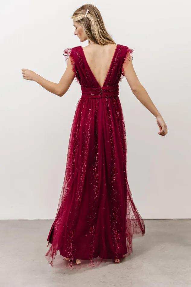 Baltic Born Embellished Sequin Women Annika Sequin Mesh Maxi Dress Wine Baltic Born Embellished Sequin Women Annika Sequin Mesh Maxi Dress Wine