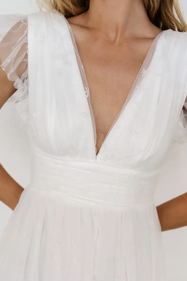 Baltic Born Embellished Sequin Women Chiara Shimmer Midi Dress White Baltic Born Embellished Sequin Women Chiara Shimmer Midi Dress White