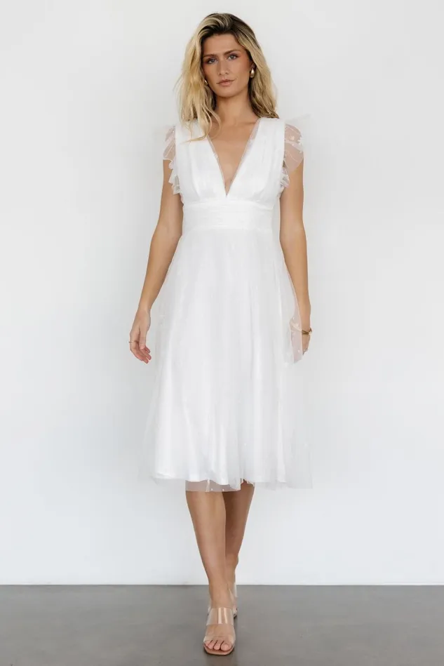 Baltic Born Embellished Sequin Women Chiara Shimmer Midi Dress White Baltic Born Embellished Sequin Women Chiara Shimmer Midi Dress White