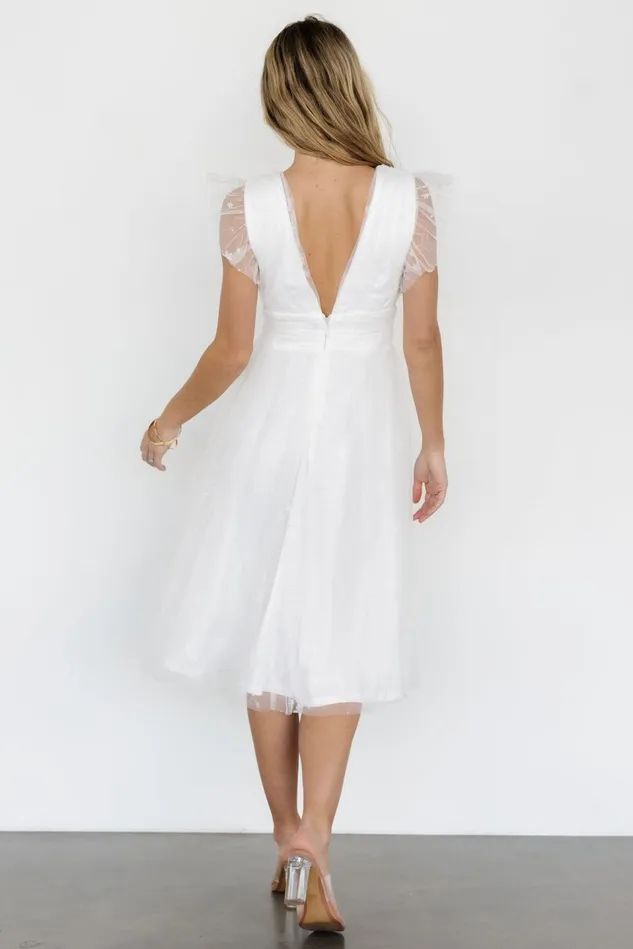 Baltic Born Embellished Sequin Women Chiara Shimmer Midi Dress White Baltic Born Embellished Sequin Women Chiara Shimmer Midi Dress White