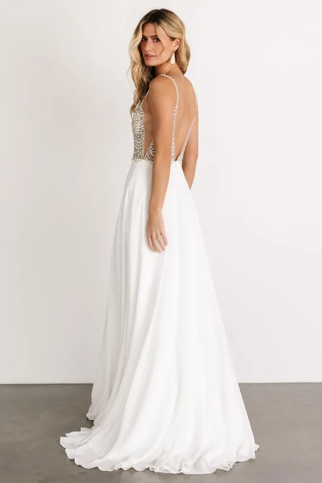 Baltic Born Embellished Sequin Women Honor Beaded Bridal Gown Off White Baltic Born Embellished Sequin Women Honor Beaded Bridal Gown Off White