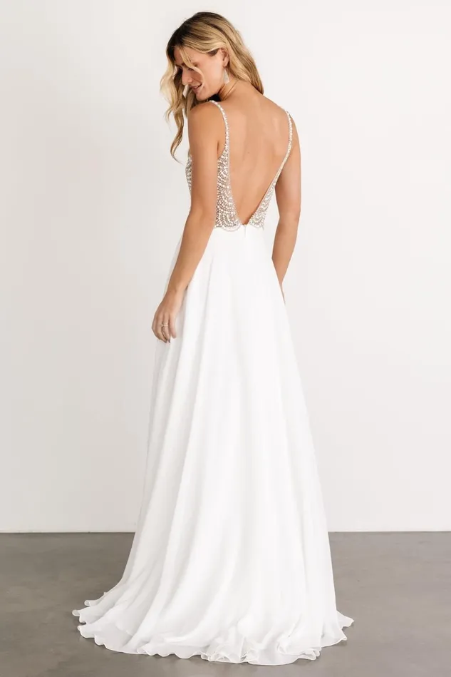 Baltic Born Embellished Sequin Women Honor Beaded Bridal Gown Off White Baltic Born Embellished Sequin Women Honor Beaded Bridal Gown Off White
