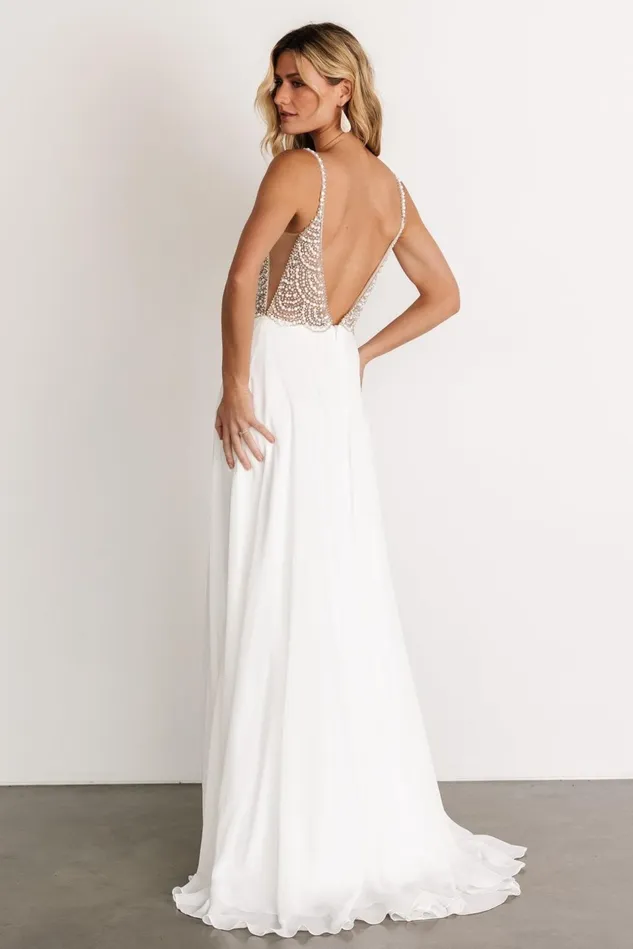 Baltic Born Embellished Sequin Women Honor Beaded Bridal Gown Off White Baltic Born Embellished Sequin Women Honor Beaded Bridal Gown Off White