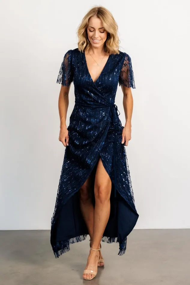 Baltic Born Embellished Sequin Women Liza Sequin Wrap Maxi Dress Navy Baltic Born Embellished Sequin Women Liza Sequin Wrap Maxi Dress Navy