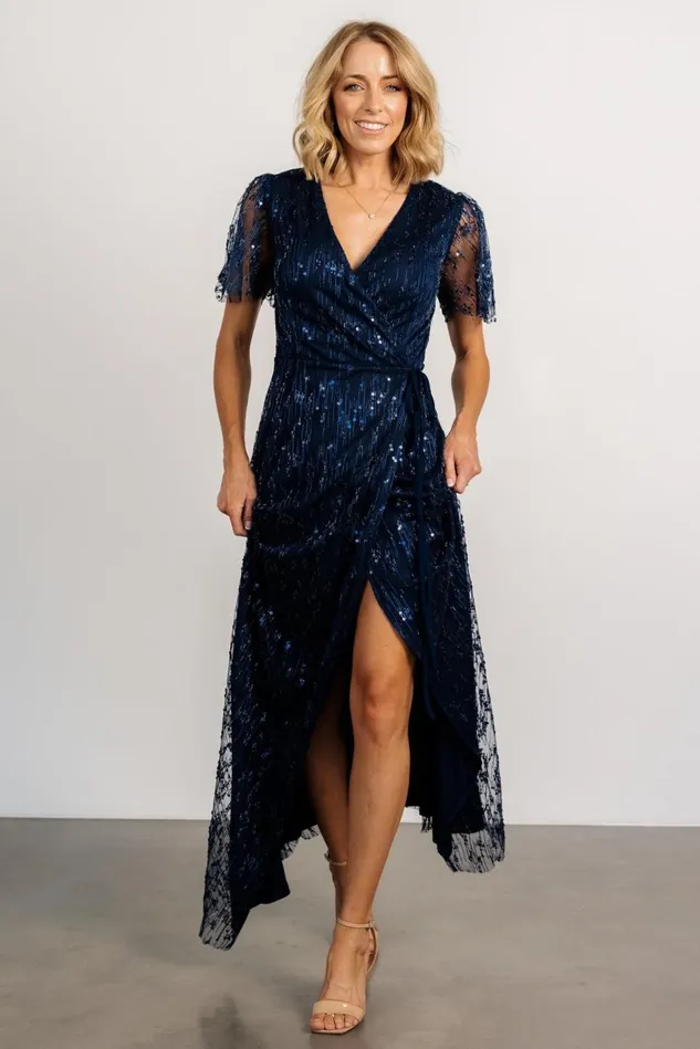 Baltic Born Embellished Sequin Women Liza Sequin Wrap Maxi Dress Navy Baltic Born Embellished Sequin Women Liza Sequin Wrap Maxi Dress Navy