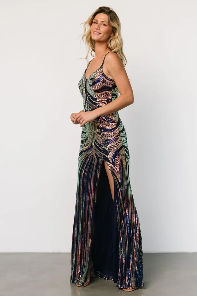 Baltic Born Embellished Sequin Women Lucero Sequin Gown Navy Iridescent Baltic Born Embellished Sequin Women Lucero Sequin Gown Navy Iridescent