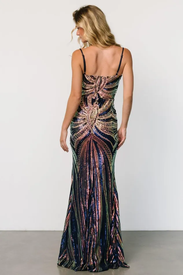 Baltic Born Embellished Sequin Women Lucero Sequin Gown Navy Iridescent Baltic Born Embellished Sequin Women Lucero Sequin Gown Navy Iridescent