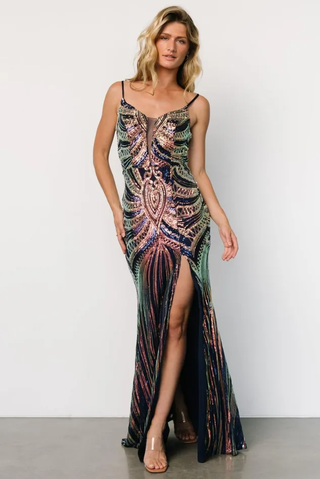 Baltic Born Embellished Sequin Women Lucero Sequin Gown Navy Iridescent Baltic Born Embellished Sequin Women Lucero Sequin Gown Navy Iridescent