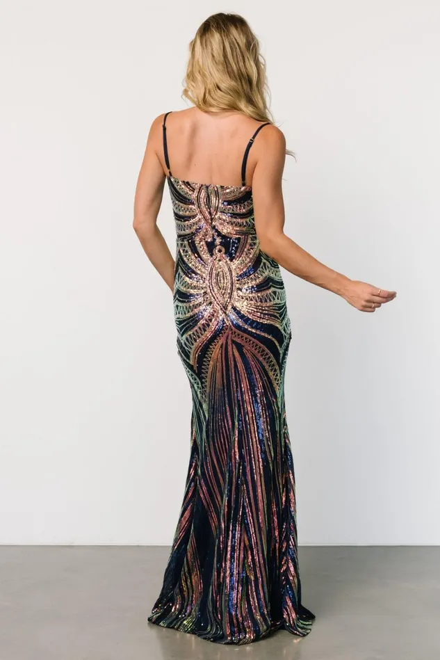 Baltic Born Embellished Sequin Women Lucero Sequin Gown Navy Iridescent Baltic Born Embellished Sequin Women Lucero Sequin Gown Navy Iridescent