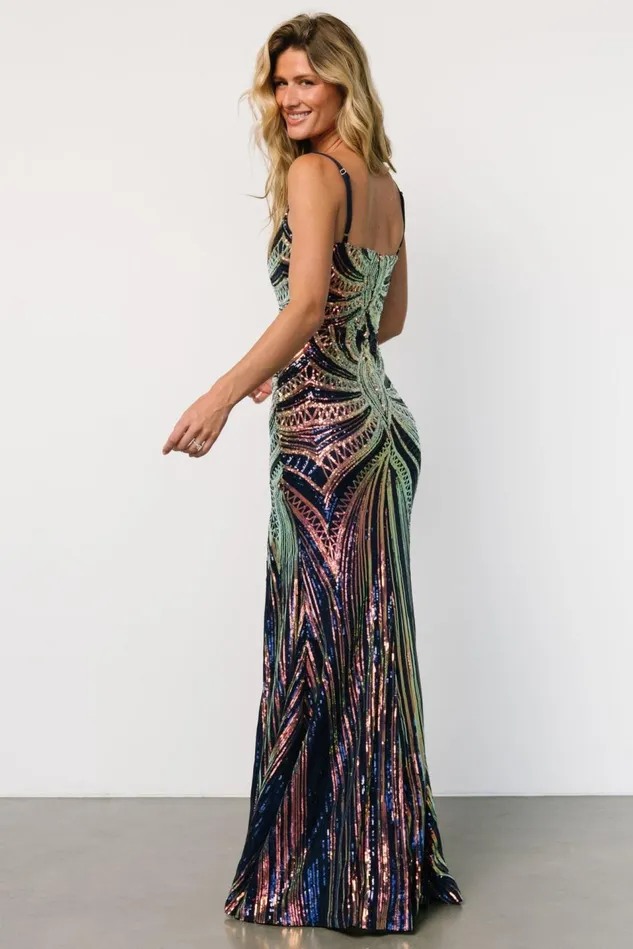 Baltic Born Embellished Sequin Women Lucero Sequin Gown Navy Iridescent Baltic Born Embellished Sequin Women Lucero Sequin Gown Navy Iridescent