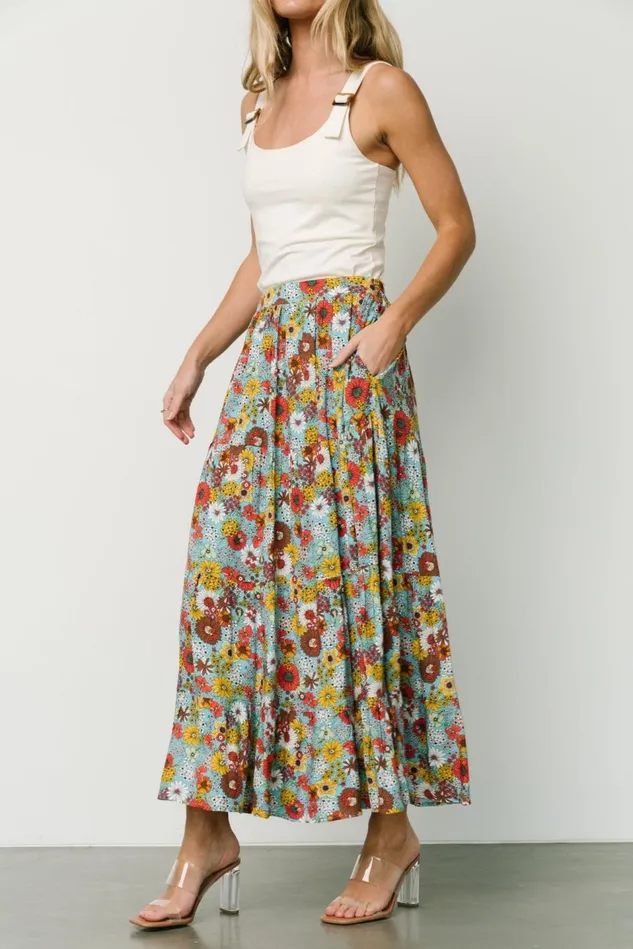 Baltic Born Maxi Dresses Women Reilly Maxi Skirt Teal Flower Print Baltic Born Maxi Dresses Women Reilly Maxi Skirt Teal Flower Print