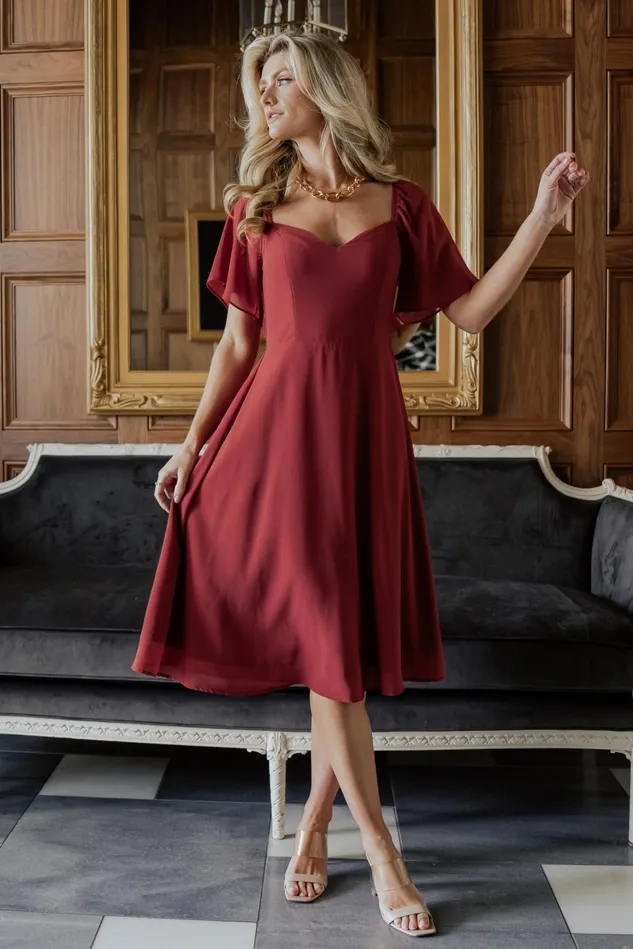 Baltic Born Midi Dresses Women Colette Sweetheart Midi Dress Terracotta