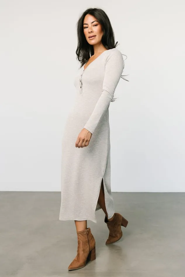 Baltic Born Midi Dresses Women Denver Ribbed Midi Dress Light Gray Baltic Born Midi Dresses Women Denver Ribbed Midi Dress Light Gray