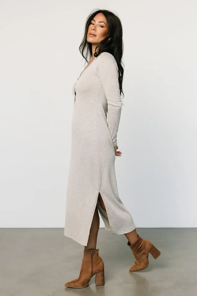 Baltic Born Midi Dresses Women Denver Ribbed Midi Dress Light Gray Baltic Born Midi Dresses Women Denver Ribbed Midi Dress Light Gray