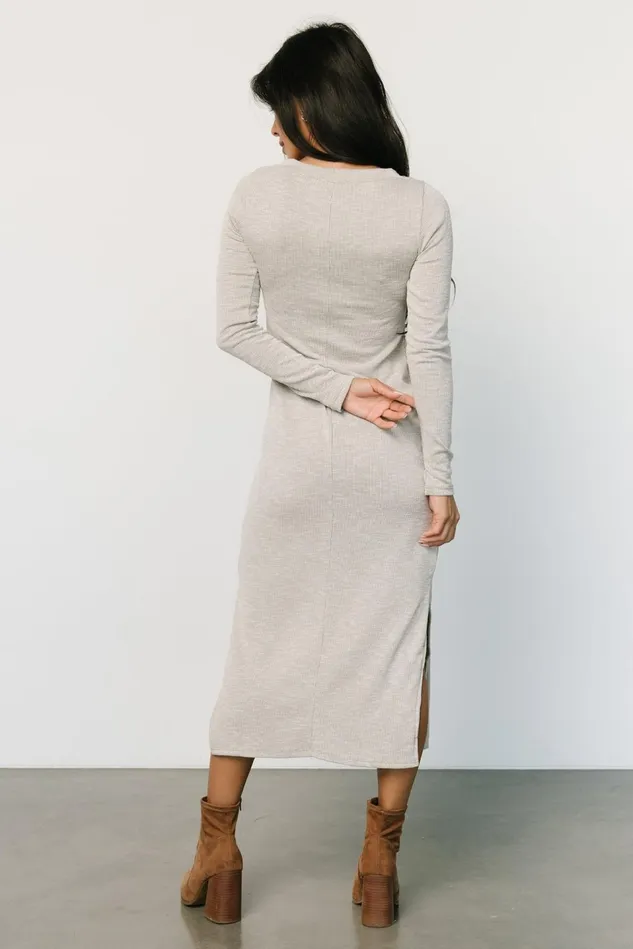 Baltic Born Midi Dresses Women Denver Ribbed Midi Dress Light Gray Baltic Born Midi Dresses Women Denver Ribbed Midi Dress Light Gray