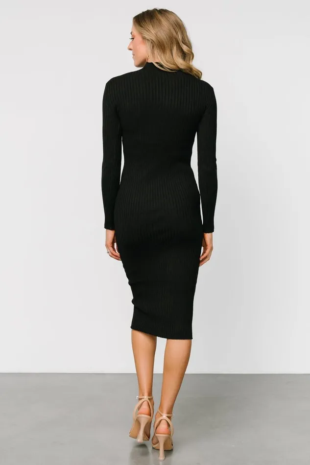 Baltic Born Midi Dresses Women Lindsey Mock Neck Midi Dress Black Baltic Born Midi Dresses Women Lindsey Mock Neck Midi Dress Black