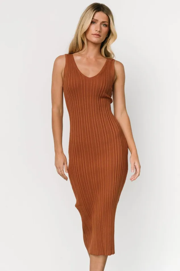 Baltic Born Midi Dresses Women Napa V Neck Tank Dress Copper Baltic Born Midi Dresses Women Napa V Neck Tank Dress Copper