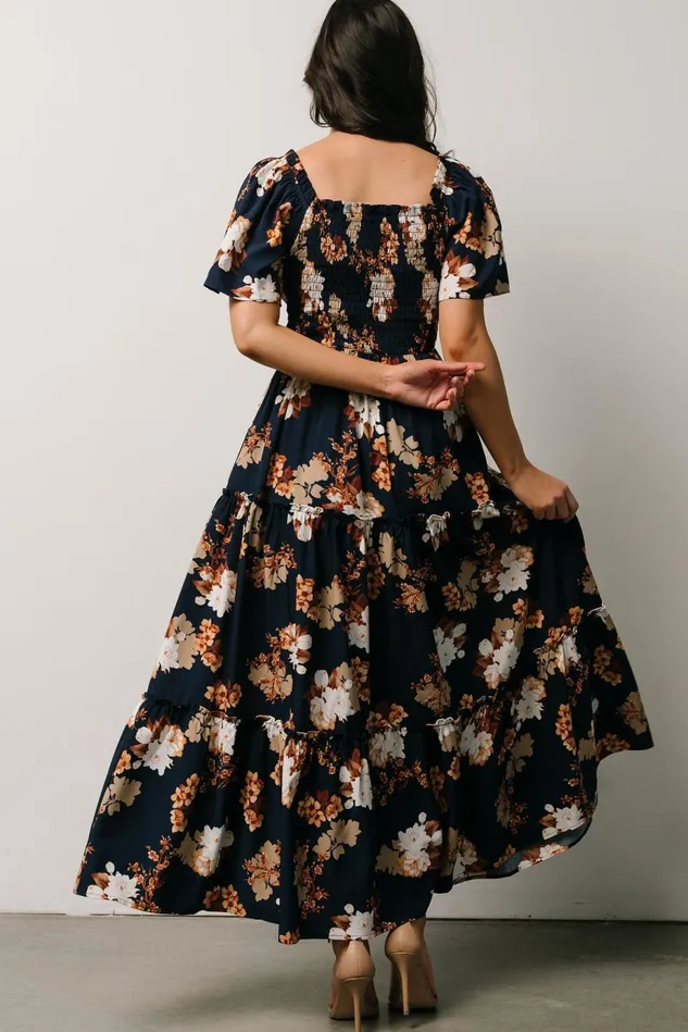 Baltic Born Mother Of The Bride Women Southampton Smocked Maxi Dress Navy Multi Floral Baltic Born Mother Of The Bride Women Southampton Smocked Maxi Dress Navy Multi Floral